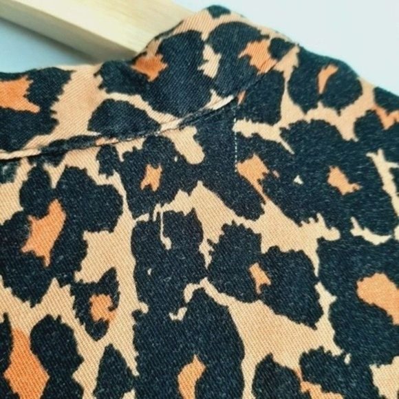 JOE FRESH Cheetah Print Long Sleeve Midi Dress Tan Black Animal Sz XS Flawed - Picture 9 of 12